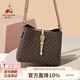 稻草人包包女包休閑手機包百搭單肩包潮流水桶包時(shí)尚簡(jiǎn)生日禮物送女生 復古撞色花紋-大版