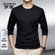 羅蒙（ROMON）莫代爾男士長(cháng)袖t恤2026春秋季新款桑蠶絲圓領(lǐng)衛衣純色打底上衣男 黑色 2XL 54 【建議165斤-185斤】