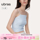 ubras【劉雯同款】甜妹風(fēng)褶皺肌理抹胸吊帶女士背心吊帶 漣漪藍色 M