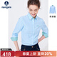 Navigare意大利小帆船長(cháng)袖襯衫女春秋季暗條紋時(shí)尚襯衣薄款透氣休閑寸衫 邦迪藍/白 XL