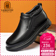 老人頭（LAORENTOU）棉靴冬雪地靴頭層真皮加絨保暖防滑中老年棉鞋爸爸鞋 LA296 黑43