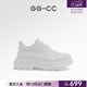 GG-CC真皮厚底小白鞋女新款松糕鞋百搭增高女鞋休閑板鞋ins  G21X2014 白色牛皮 37