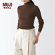 MUJI女式 羅紋可水洗高領(lǐng)毛衣 長(cháng)袖打底針織衫上衣毛衫 BAG01A1A 棕色 S 155/80A