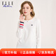 ELLE ACTIVE 純棉柔軟舒適長(cháng)袖T恤女裝初秋時(shí)尚氣質(zhì)袖口撞色百搭圓領(lǐng)打底衫女 白色【建議拍大一碼】 L