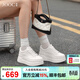 玖詩(shī)（JOOC）【時(shí)髦內核】輕奢厚底休閑鞋女2026春夏新款百搭真皮小白板鞋7746 奶昔白 35