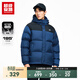 超級安踏防潑水運動(dòng)羽絨服男士秋冬保暖防風(fēng)拼色連帽夾克外套152548904U 降深藍-1 M /男170