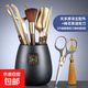 茶道六君子套裝功夫茶具配件用品大全茶剪功夫泡茶工具茶桌擺件 5-黑陶天福茶道瓶+厚澤五配件+梅花剪刀