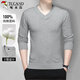 啄木鳥(niǎo)（TUCANO）毛衣針織衫男秋冬季V領(lǐng)商務(wù)休閑舒適男裝上衣打底衫 淺灰 XL