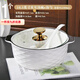 歐品緣釉下彩大號雙耳湯碗帶蓋家用大容量陶瓷湯盆新款酸菜魚(yú)大碗餐具 10.5英寸鉆石帶蓋碗+純白勺 1cm