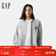 GAP男女裝春季款法式圈織logo針織外套寬松棒球服720994 灰色 M (170/92A) 亞洲尺碼