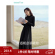 茵曼（INMAN）2025秋冬女裝新款燈芯絨連衣裙新品長(cháng)袖休閑針織禮服中長(cháng)裙子 午夜黑-18348357H1 S