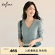 伊芙麗（eifini）朱珠代言【100%綿羊毛可機洗揚子紗】單排扣針織衫26春新款 灰色 V領(lǐng)套頭衫 M