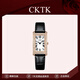 CKTK【埃尼斯推薦】手表女滿(mǎn)天星簡(jiǎn)約氣質(zhì)小方表時(shí)尚石英表輕奢腕表 C2102玫瑰金色 禮盒裝