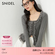 SNIDEL春夏甜美蕾絲花邊荷葉領(lǐng)修身針織衫上衣SWNT251216 灰色 均碼 (F)