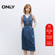 ONLY2025秋季新款氣質(zhì)淑女V領(lǐng)中長(cháng)裙無(wú)袖牛仔連衣裙女|125142034 J33 復古350牛仔洗水 M