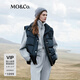 MO&Co.羽絨服90絨馬甲冬季學(xué)院風(fēng)刺繡徽章高蓬松高領(lǐng)廓形輕暖摩安珂 黑色 S /160