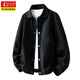 啄木鳥(niǎo)外套男士2026年春季新款美式寬松翻領(lǐng)上衣服潮流休閑夾克男裝 黑色 XL 【建議130-150斤】