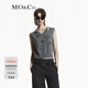 MO&Co.毛衣背心搖滾鏡面珠片釘鉆短款V領(lǐng)綿羊毛針織衫摩安珂 中花灰色 S 160