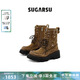 SugarSu酥履謝可寅同款秋季新款復古游牧風(fēng)真皮馬丁西部高跟厚底短靴女 波嬉淺棕色 37