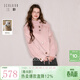 三彩【100綿羊毛】獨醒2025冬季新款雙面呢大衣短款翻領(lǐng)拼接F 淺粉 M 160/84A