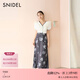 SNIDEL春夏時(shí)尚高腰開(kāi)叉印花魚(yú)尾半身裙含腰帶SWFS251204 灰色 M (1)