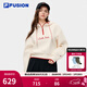 FILA FUSION斐樂(lè )潮牌女子連帽衛衣2026春季新款撞色刺繡針織上衣 云白色-WT L 170/88A/L
