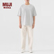 無(wú)印良品 MUJI 男女通用 長(cháng)絨棉 寬版條紋短袖T恤 無(wú)性別 男款女款 AB05CC2S 灰色X橫條 XXS-XS