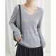多想余防曬罩衫羊毛針織衫毛衣女打底衫內搭可外穿洋氣2026春夏新款上衣 設計感霜白灰v領(lǐng)針織衫 均碼 建議80-130斤