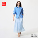 優(yōu)衣庫加長(cháng)款女裝層疊長(cháng)裙/半身裙裙子26春夏新款482286 484705 482286/60淺藍色 L