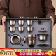FLOGO德國品牌純鈦茶具套裝家用輕奢極簡(jiǎn)功夫茶壺蓋碗茶杯高檔喬遷禮物 純鈦茶壺蓋碗10頭套組【禮盒裝】 7人飲