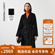 朗姿騏驥紅【王楚然同款】純羊毛通勤大衣修身毛呢外套冬季新款 黑色 M
