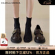 CAMILA KSENIA英倫風(fēng)樂(lè )福鞋女2026新款春季厚底甜美瑪麗珍一腳蹬學(xué)院風(fēng)小皮鞋子 棕色 38
