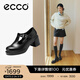愛(ài)步（ECCO）單鞋 輕奢牛皮扣帶增高粗跟高跟鞋樂(lè )福鞋女 都市首爾223543 黑色22354301001 37
