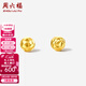 周六福（ZLF）18K金圓珠耳釘女小金豆耳飾車(chē)花彩金時(shí)尚飾品節日 K黃耳釘