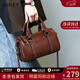 viney新款牛皮手提包包女包品牌斜挎包生日三八38女神節禮物老婆 【咖啡色】3.8節送媽媽實(shí)用高檔單肩包 時(shí)尚輕奢百搭休閑波士頓枕頭包
