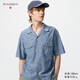 優(yōu)衣庫合作款/男裝女裝休閑寬松襯衫/短袖襯衣484246 65 寶藍色 L