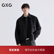 GXG男裝 經(jīng)典通勤翻領(lǐng)行政夾克寬松拼接茄克時(shí)尚外套 26年春新品 黑色 M