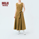 MUJI IDEE 女式 泡泡紗 無(wú)袖連衣裙 女裝裙子夏季長(cháng)裙 GAD62C4S 深米色 均碼 165/88A