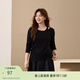 纖莉秀【設計感鏤空針織衫】大碼女裝褶皺收腰上衣胖mm春新款3751 黑色 2XL