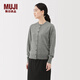 MUJI 女式羊毛可水洗高針距圓領(lǐng)開(kāi)衫 毛衣針織衫女裝上衣外套冬季 灰色 S （155/80A）