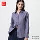 優(yōu)衣庫女裝法國麻襯衫/長(cháng)袖襯衣26春夏新款483868 74 紫羅蘭色 M