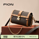 菲安妮（FION）八音盒波士頓斜挎包輕奢高級感小眾老花單肩包生日禮物 啡/駝