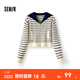 森馬（Semir）針織開(kāi)衫女短款海軍領(lǐng)溫柔系春2025新款文藝寬松條紋衫少女感 白藍色調00318 M 160/84A
