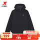 特步（XTEP）防潑水上衣春季新款男夾克外套訓練服戶(hù)外騎行服雙層風(fēng)衣運動(dòng)服 0165加絨-正黑色-三防科技 L
