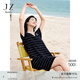 玖姿·安娜蔻復古學(xué)院風(fēng)減齡海軍領(lǐng)條紋針織連衣裙女2025夏季款 條丈青 M