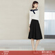 顏域黑色簡(jiǎn)約半身裙女2024新款秋季時(shí)尚A字裙中長(cháng)款半裙高腰裙子 黑色 L/40