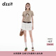 DZZIT地素短袖T恤夏季簡(jiǎn)約貓咪直筒印花修身上衣女3J2B3831N 深卡其色 M