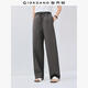 佐丹奴亞麻褲子女2026年春新款棉麻抽繩松緊腰直筒休閑褲05415318 14深灰 S