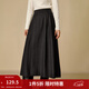 茵曼2025秋冬女裝新款復古壓褶針織半身裙顯瘦高腰中長(cháng)款A字裙 貴族灰 M