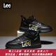 Lee男鞋春季新款休閑鞋厚底高幫鞋潮牌運動(dòng)板鞋懶人免系帶套腳鞋子男 黑色 40 【偏大/請拍小一碼】